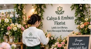 Florist merangkai bunga di toko Cahya & Embun Florist
